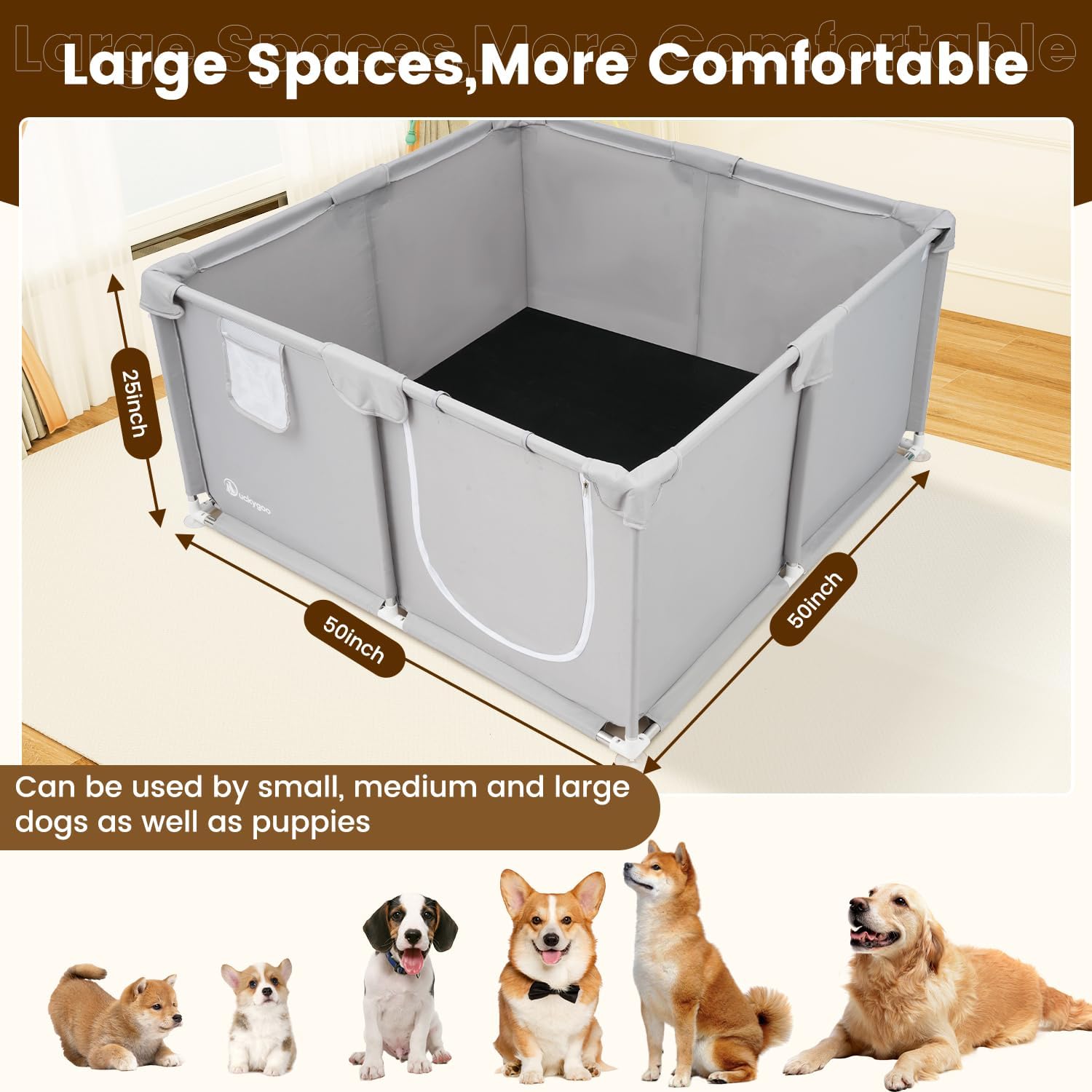 Whelping Box for Dogs - 50"L*50"W*25"H Dog Whelping Play Pen for Puppies,Pet Whelping Box Overall 600D Oxford Fabric with Absorbent Whelping Pad,Dog Birthing Box for Large Medium Small Dogs