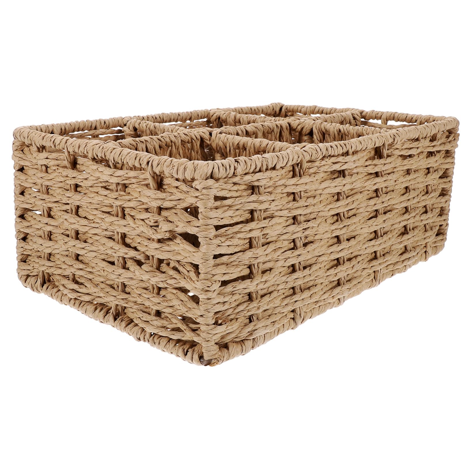 Gatuida Caja de Almacenamiento para Escritorio 6 Compartimentos Tejida Beige Organizador Práctico para Artículos para Hogar y Oficina