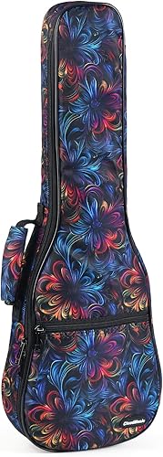 Miniatura 63 de CLOUDMUSIC Funda para ukelele - Mochila acolchada para soprano de 21 pulgadas (soprano, bordado de flores de pavo real azul)