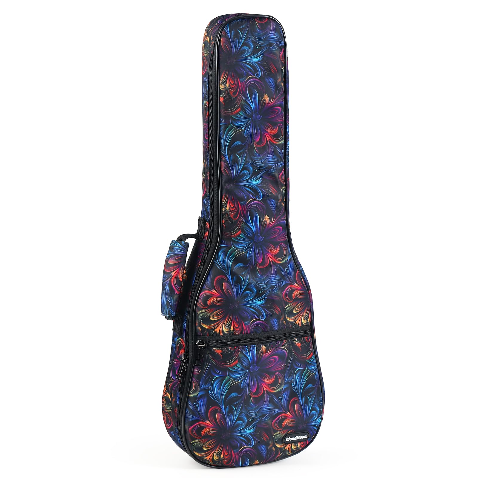 CLOUDMUSIC Ukulelen-Tasche Gigbag gepolsterter Rucksack für Sopran, 53,3 cm (21 Zoll) (Sopran, Floral Fantasy)