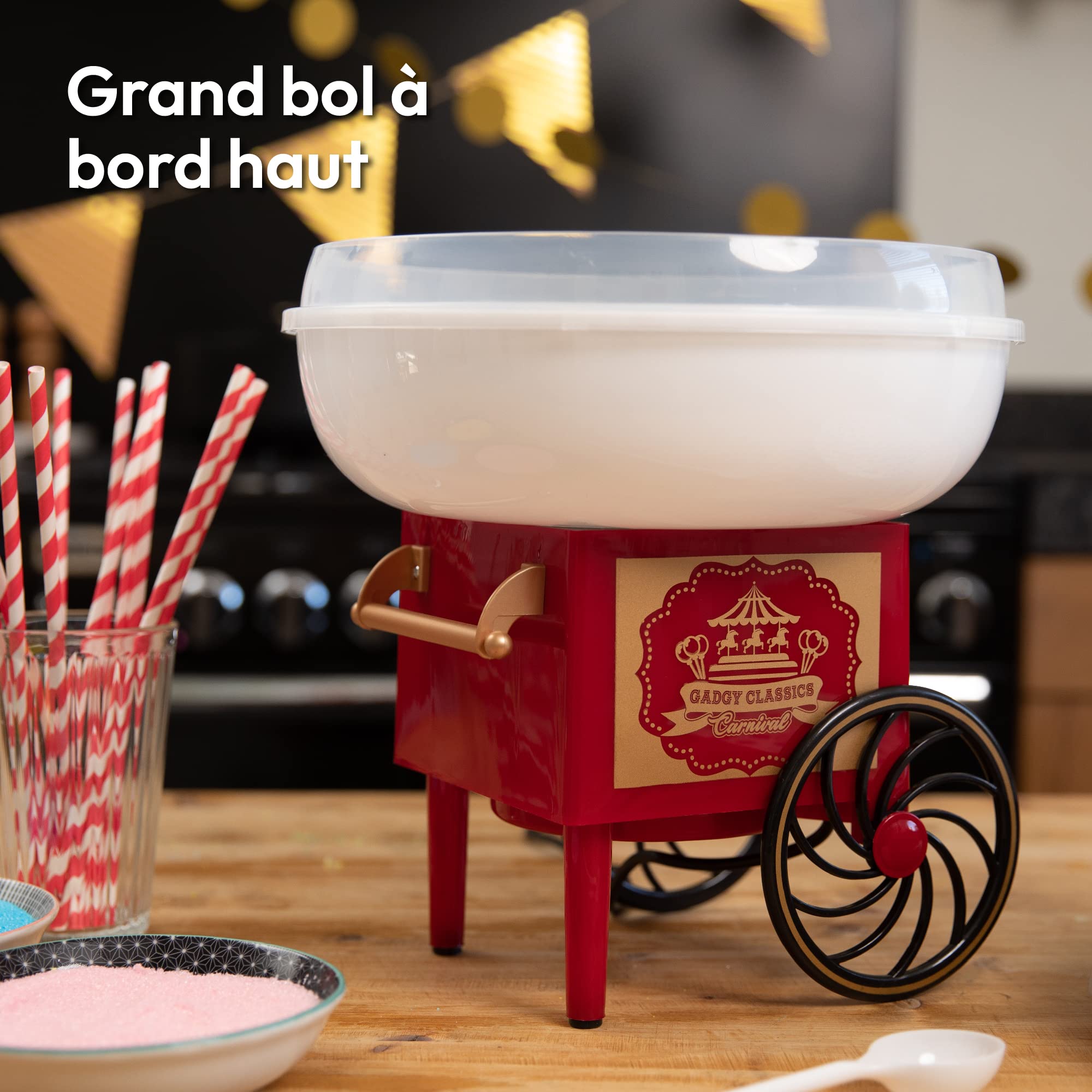 Gadgy Machine à Barbe à Papa - Machine à Barbe à Papa Rétro - Machine à Barbe à Papa Maison pour Fêtes d'Anniversaire – S’Utilise avec du Sucre ou des Bonbons