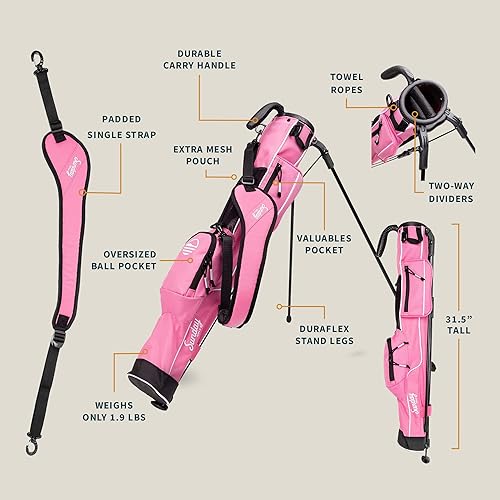 Miniatura 20 de Sunday Golf - Bolsa Sunday Golf ligera con correa y soporte - Fácil de transportar y duradera bolsa de golf Pitch n Putt - Bolsa de golf para el Azul