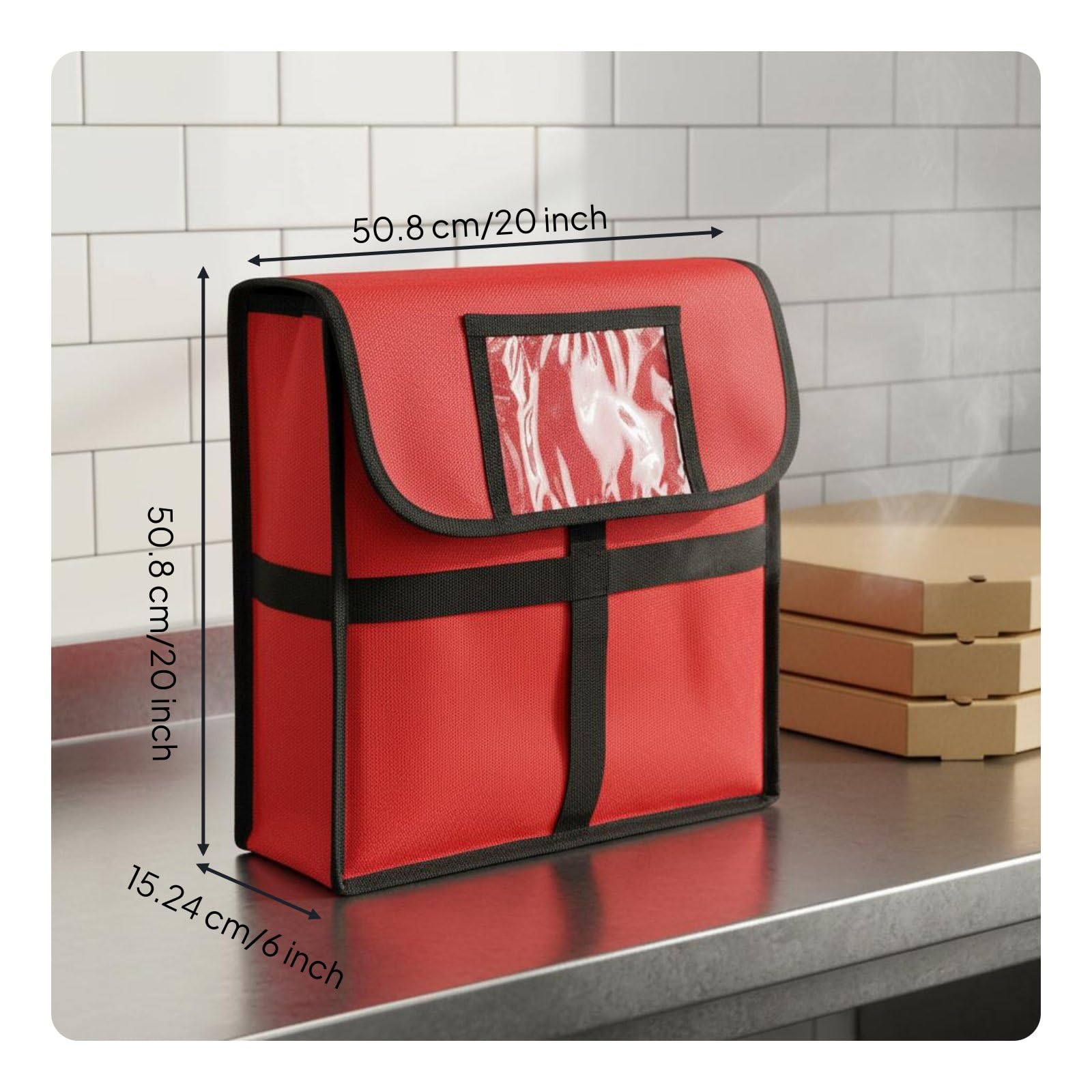 Sac Isotherme Repas Sacs Déjeuner Porte-Repas Sac Transport Nourriture Haute Capacité Multi-conteneurs Maintien Thermique Poignées Robustes et Fenêtre, Rouge