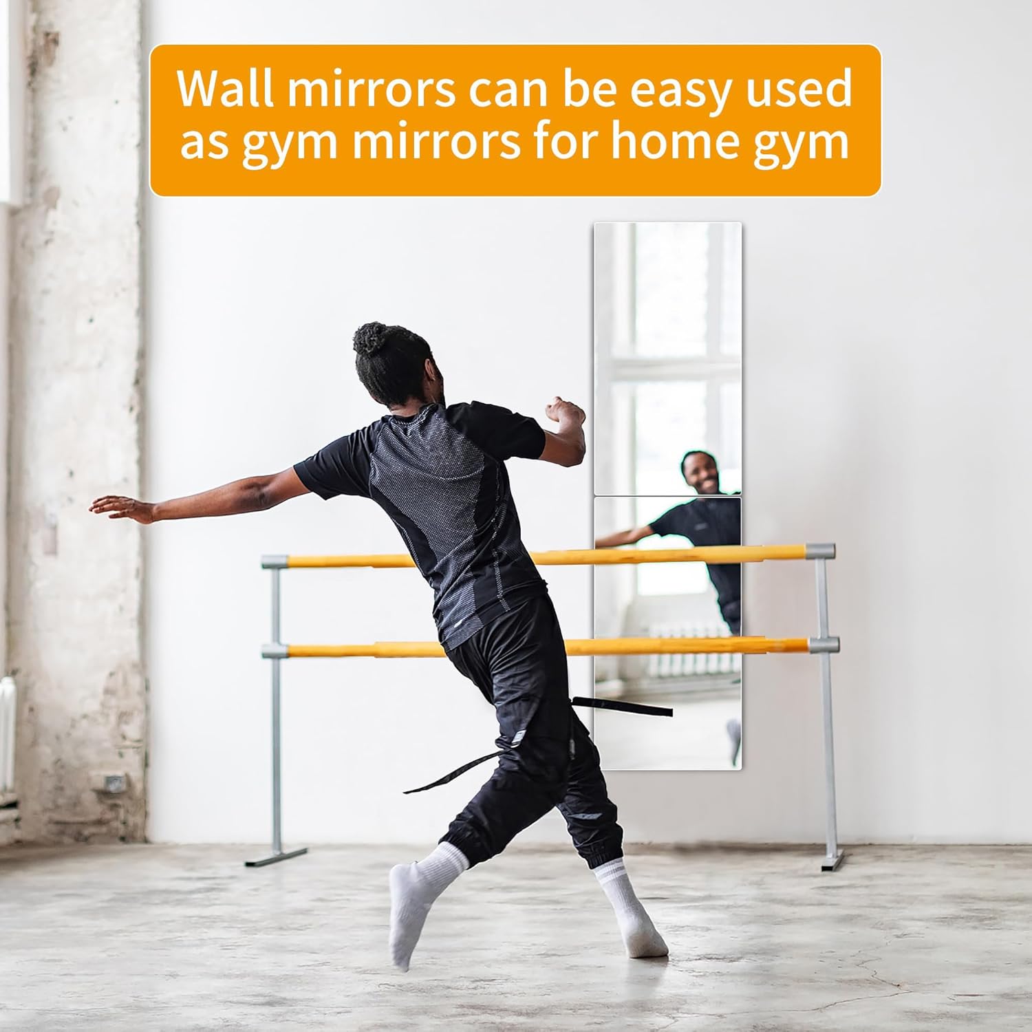 Unbreakable Wall Full Length Mirror Tiles, Long Mirrors for Wall, 2 PCS 14 x 24 Inch, Full Body Mirror Stickers, Acrylic Mirror' Kids, Over The Door, Wall-Mounted Bedroom, Workout Mirrors for Home Gym