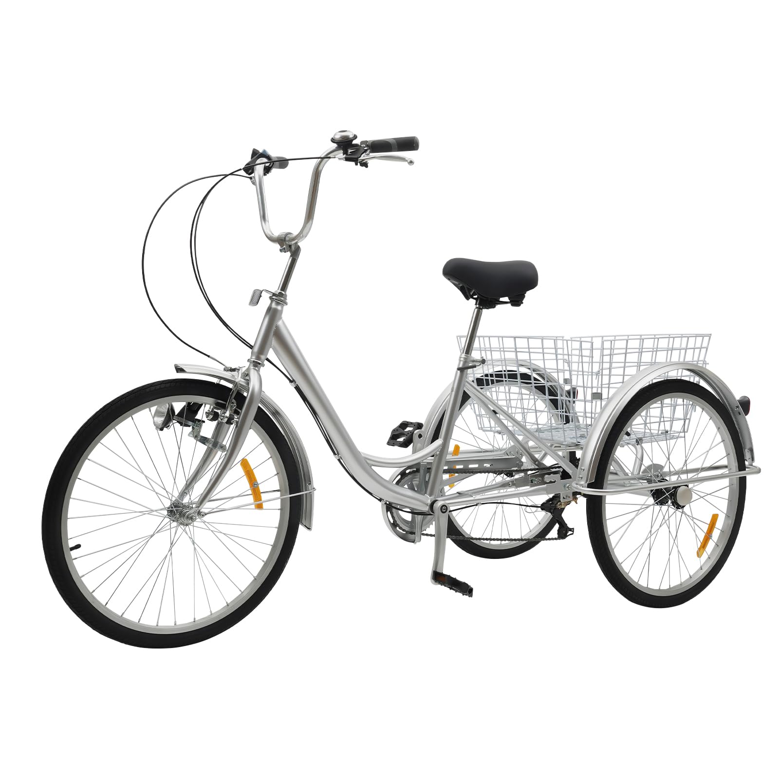 CLEADONG 24 Inch 3 Wheel Bicycle for Adults, 6 Speed Cargo Trike Cruiser Cycling Tricycle, Cycling Bike for Outdoor Sports Shopping