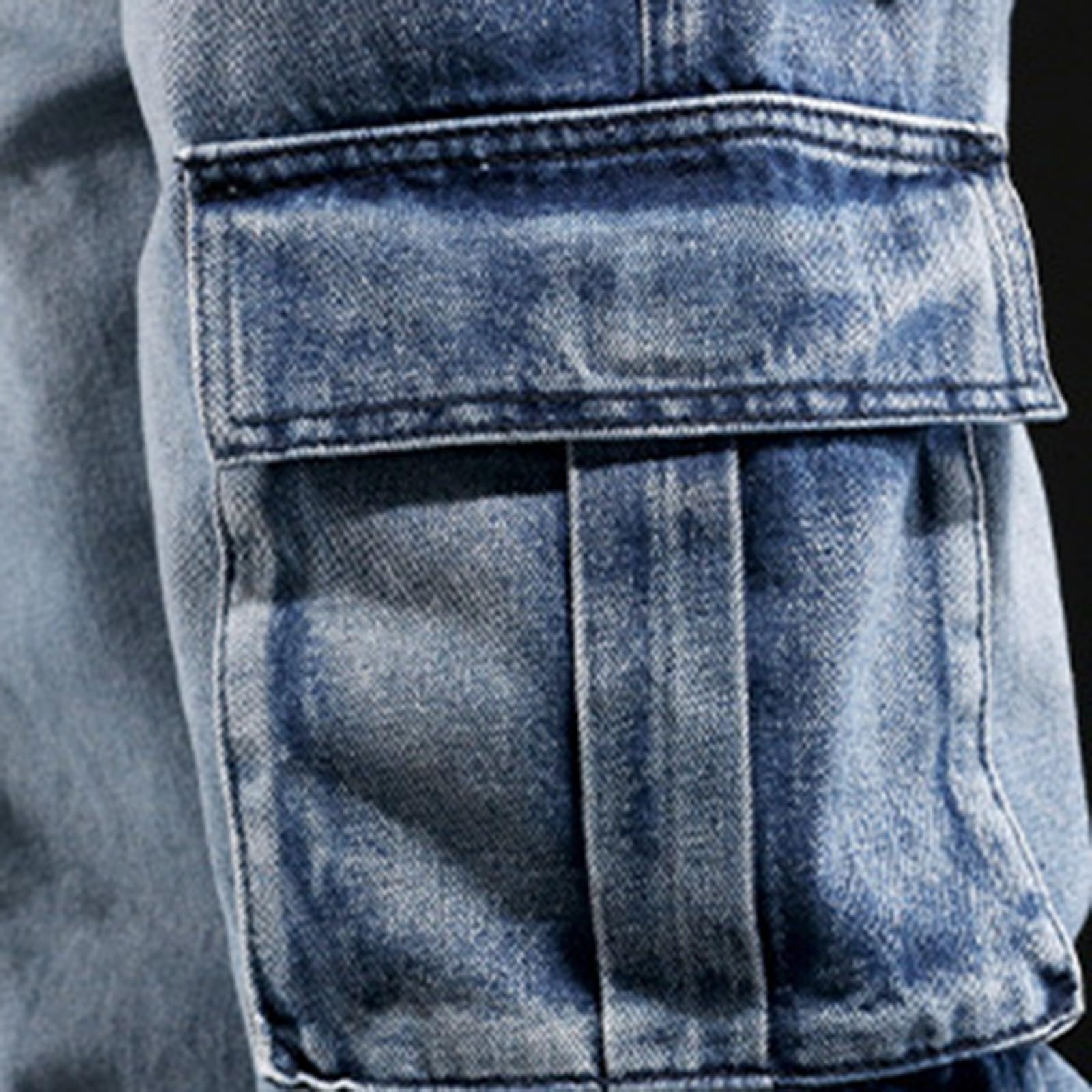 Pantalones vaqueros cargo para hombre, pantalones vaqueros con múltiples bolsillos, pantalones vaqueros resistentes a la abrasión, prácticos, pantalones cargo de tallas grandes, holgados, elásticos
