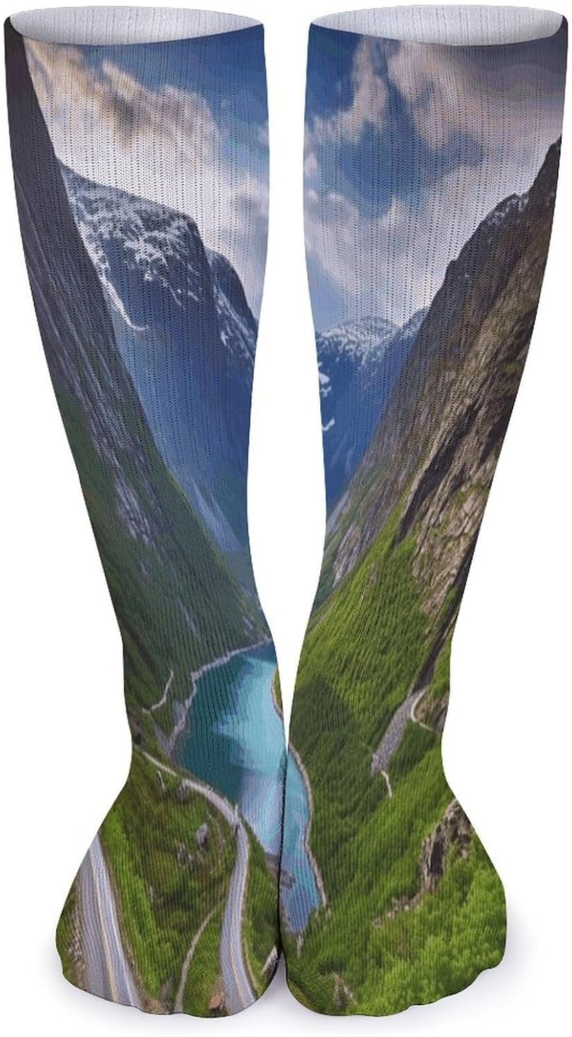 Norwegian Fjords Knee High Socks Cozy Knee High Socks Soft Mid-Length Sock for All Seasons Daily Wear Adult