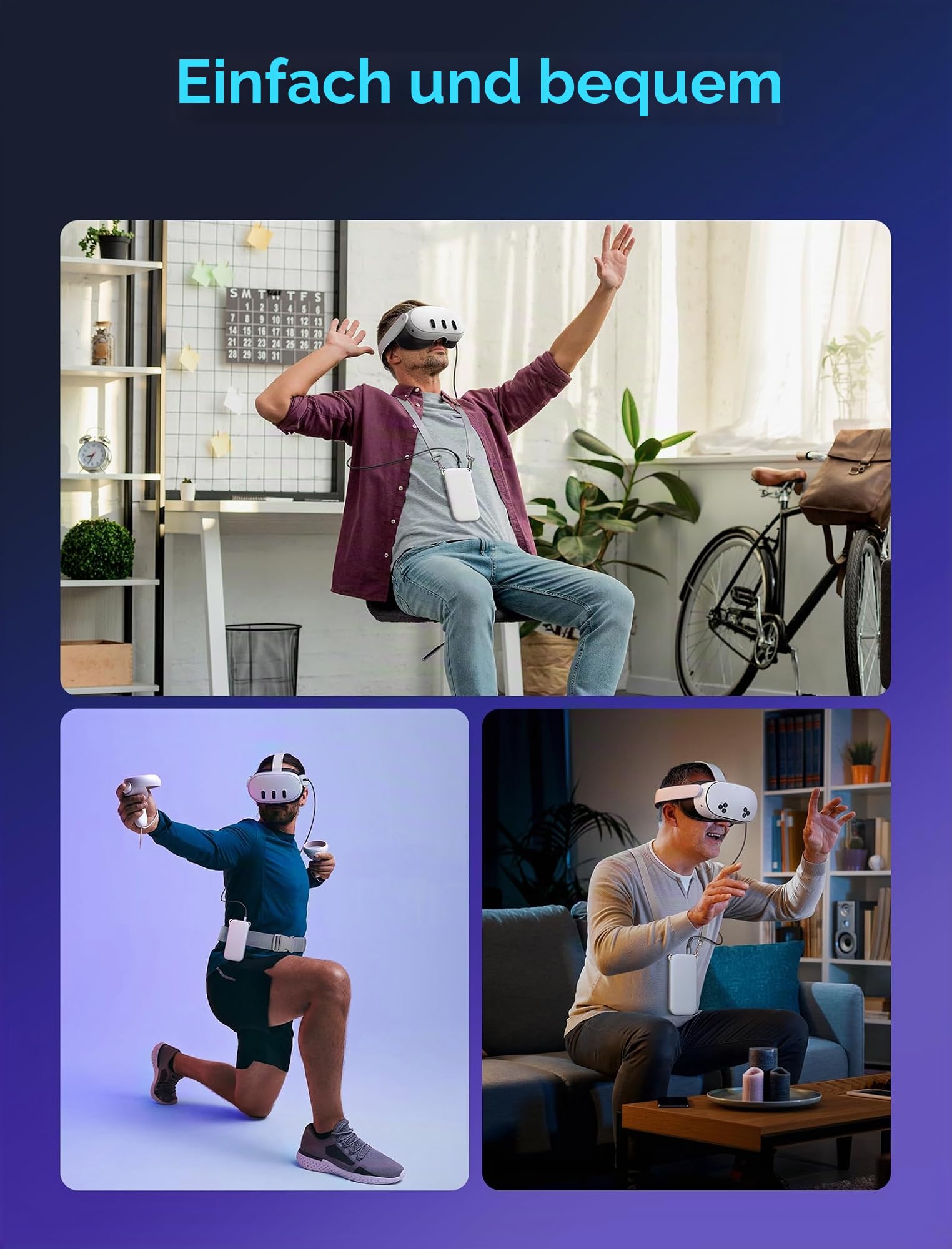JSAUX 10000mAh Powerbank für Meta Quest 3S/3/2,Galaxy XR, Tragbares Akku Pack mit Schnellladung, Gürtelclip & Lanyard Wiederaufladbares Zubehör Kompatibel mit Oculus Quest 3S/3/2, PS VR2, Pico 4