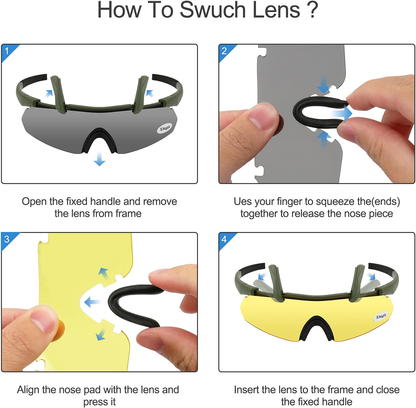 xaegistac Tactical Shooting Glasses with 3 Interchangeable Lens High Impact Eye Protection - Image 5