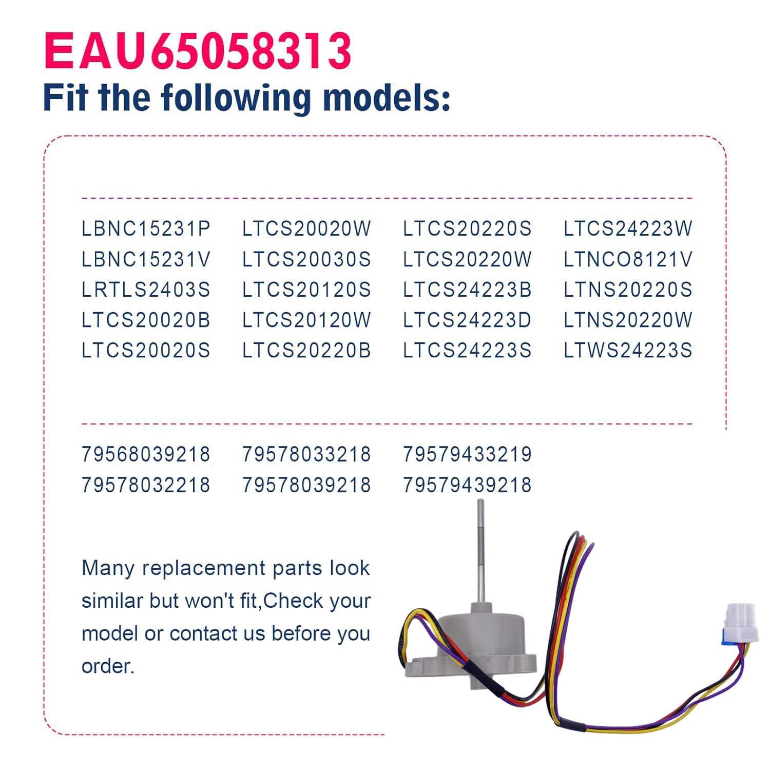 1-Pack EAU65058313 EAU63103001 Refrigerator Evaporator Fan Motor, DC 12V 1A 4-Pin Freezer Fan Replacement Replaces AP7178307 EAP16662420 PS16662420 ODM-056F-13