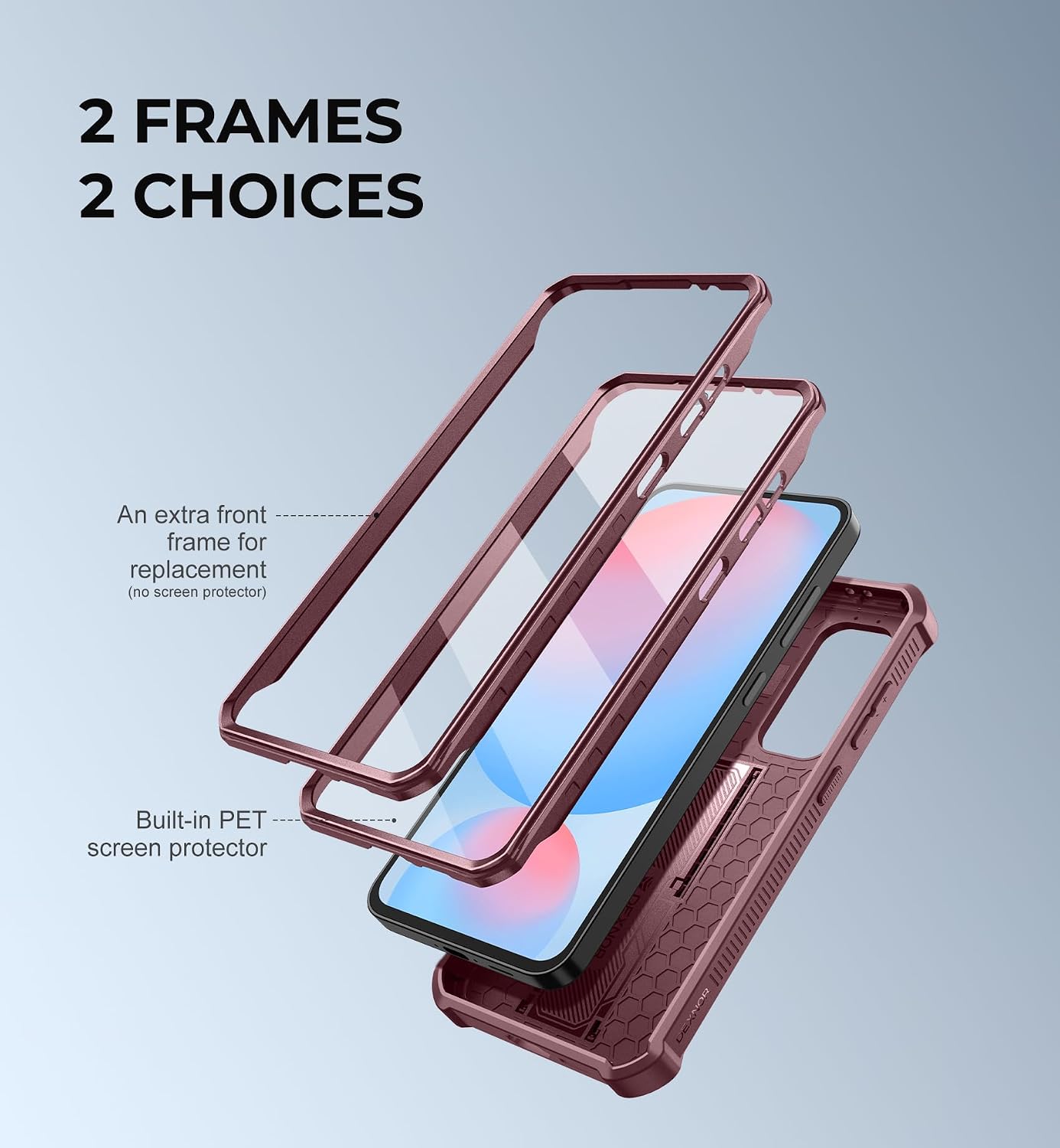 Dexnor for Samsung Galaxy S24 FE Case with Built-in Slide Camera Cover & Screen Protector & Kickstand,Heavy-Duty Rugged Case Full-Body Bumper Protective Cover for Galaxy S24 FE(2024),Maroon Red
