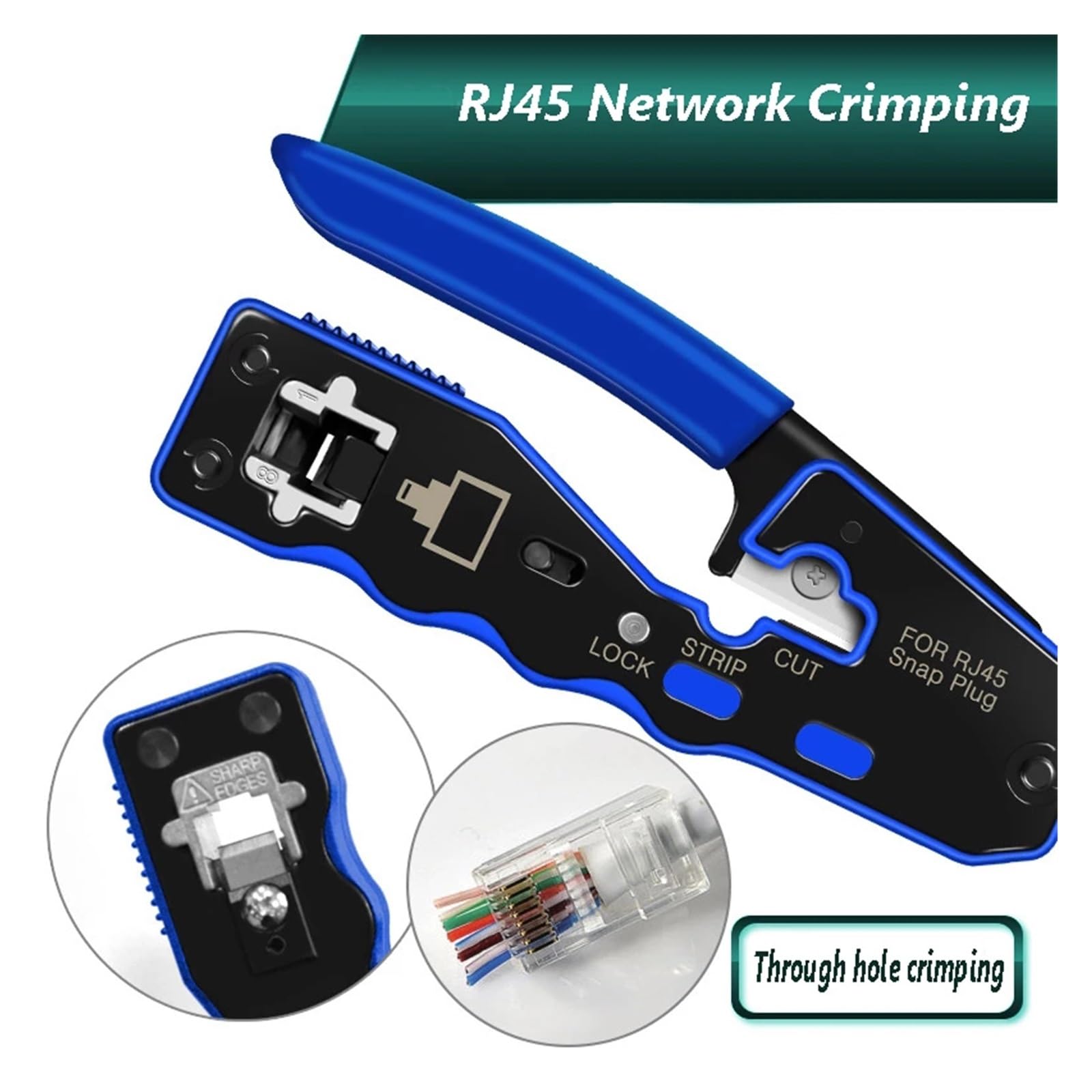 RJ45 Passer À Travers L'outil De Sertissage Câble Réseau Ethernet Pince Dénuder Cat7 Cat6 Cat5 Équipement Modulaire Mini Outils Sertissage PréCis