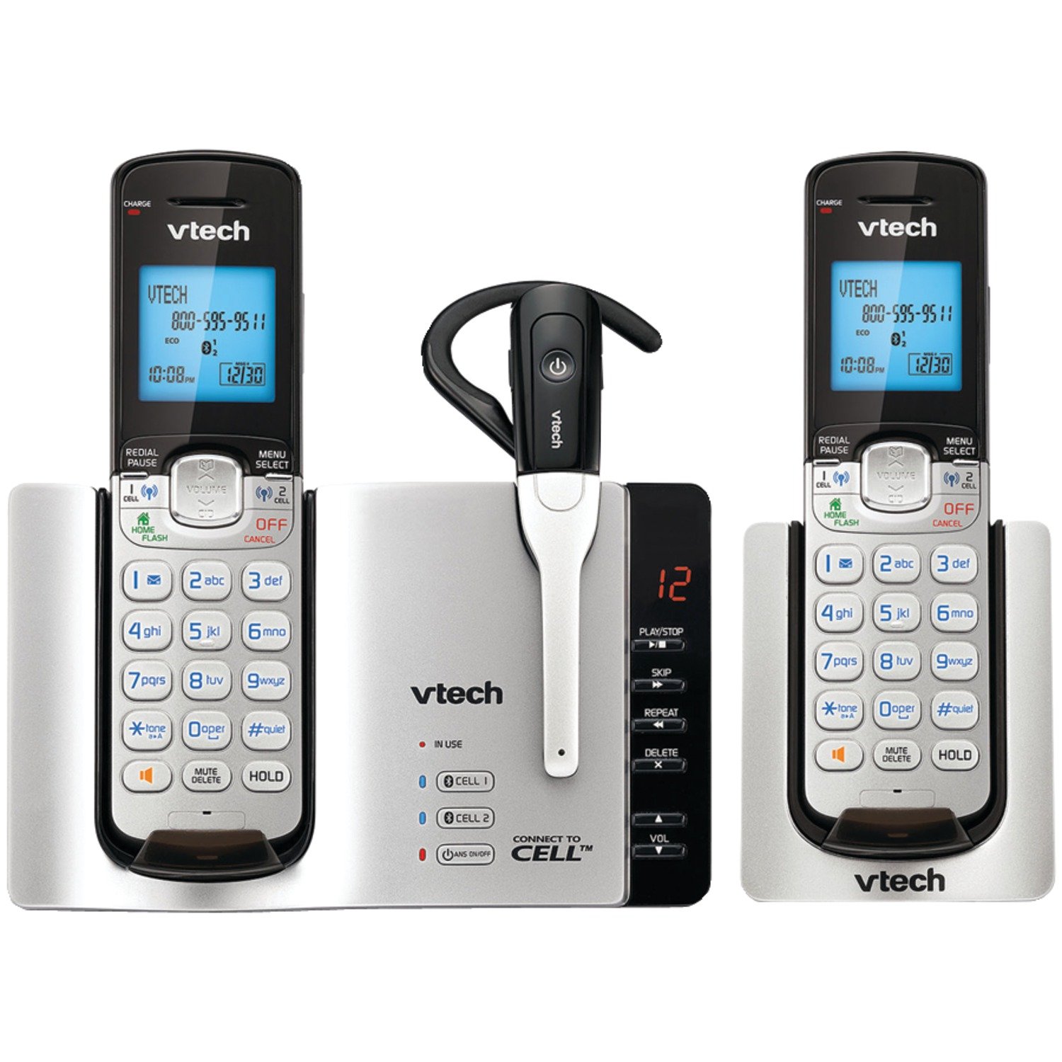 VTech DS6671-3 DECT 6.0 Expandable Cordless Phone with Bluetooth Connect to Cell & Answering System