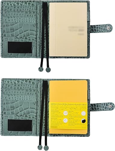 Miniatura 9 de Funda de cuero genuino para planificador A6 con ranuras para tarjetas, bolsillos con cremallera, funda organizadora personal, compatible con la