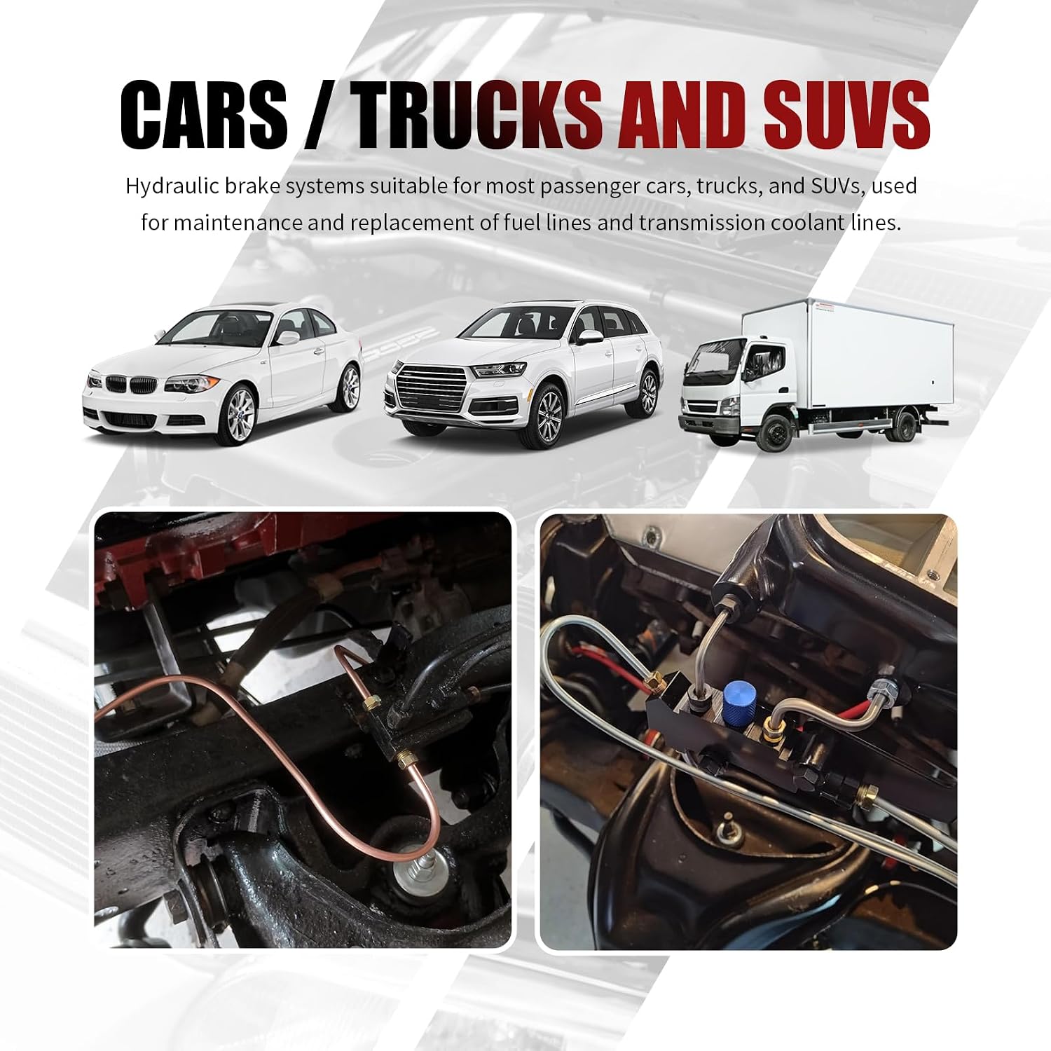25Ft 1/4" & 3/16" Brake Line Kit with 32PCS Inverted Flare Fittings,Multi-purpose Brake Line Repair Kit for Braking,Fuel Systems,Rustproof Flexible Car Brakes Lines Tubing Kits