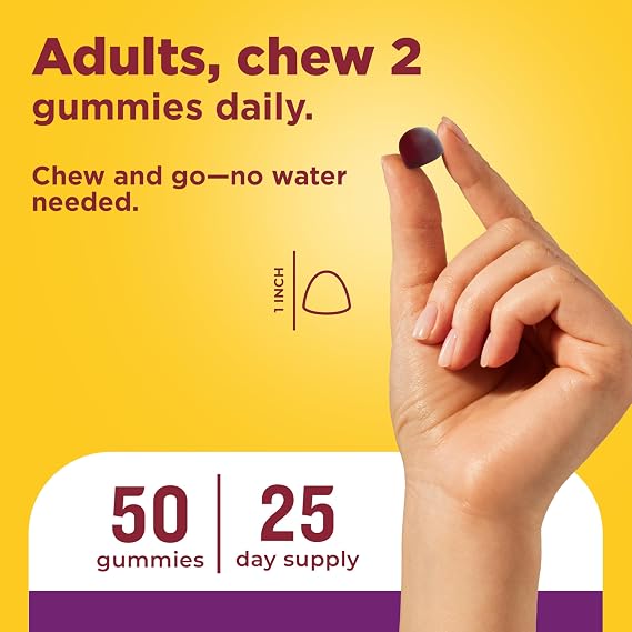 Nature Made Probiotic + Prebiotic Fiber Gummies for Daily Gut Health, Fiber Supplement with Probiotics for Digestive Health Support, 50 Gummies, 25 Day Supply
