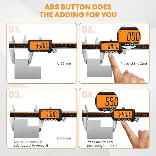 Miniatura 19 de HARDELL Calibre digital, herramienta de medición de calibre de acero inoxidable de 6 pulgadas con pantalla LCD grande, calibrador micrómetro