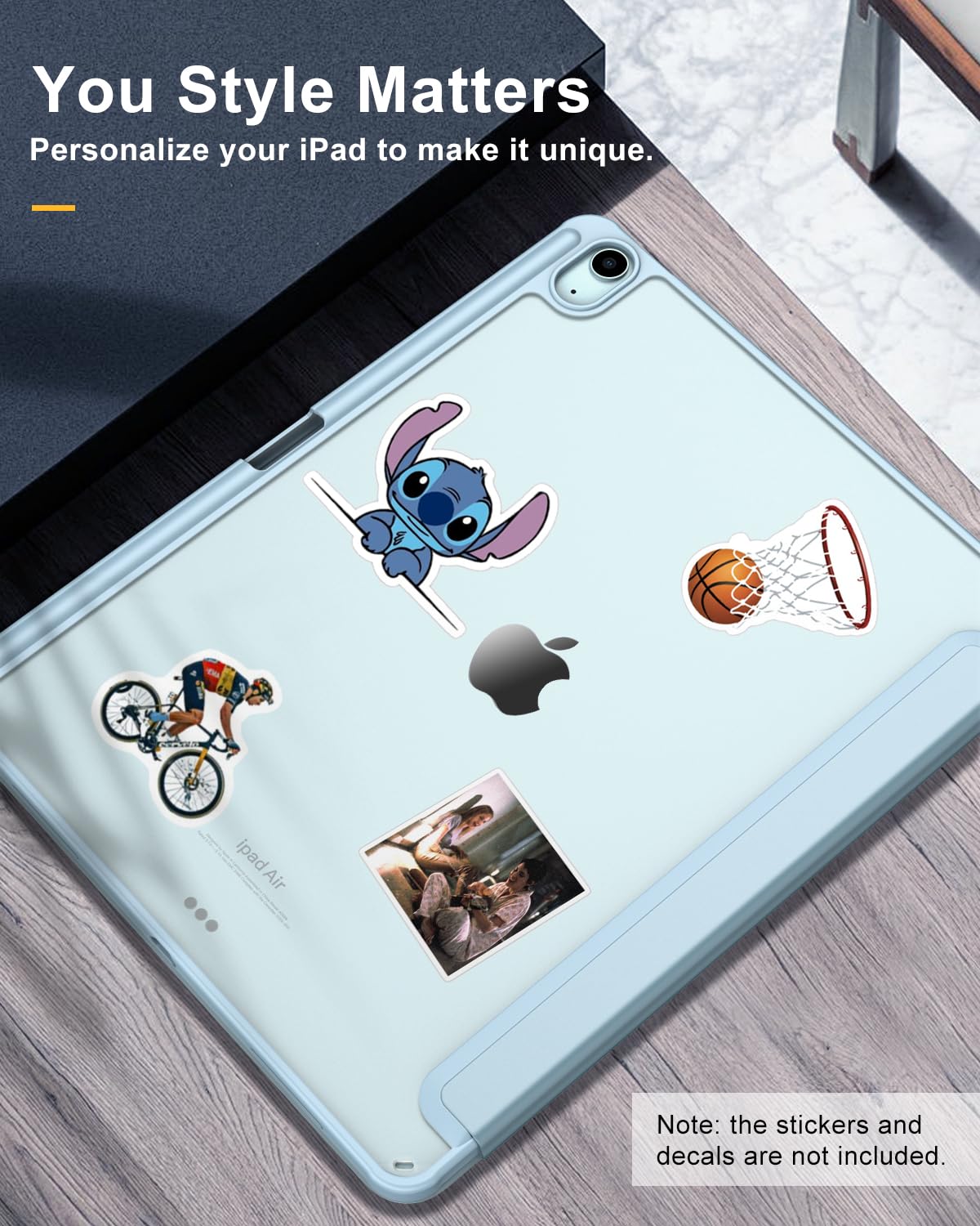 TiMOVO Custodia per Nuovo iPad Air 13 Pollici (M2) 2024 con Portapenne, Cover Protettiva per iPad Air 13 2024 con Supporto Pieghevole & Retro Trasparente, Auto Sveglia/Sonno, Cielo Blu