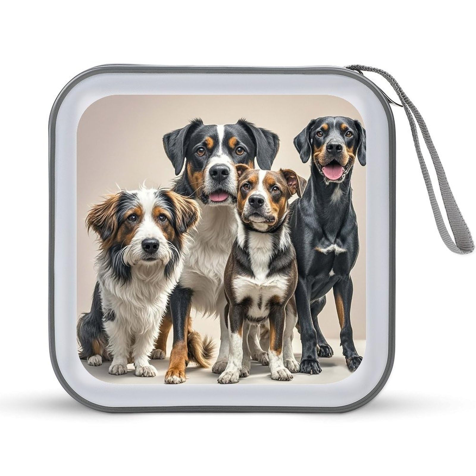 LZQPOEAS Dogs CD Case DVD Case Holder Wallet 40 Capacity Hard Plastic CD/DVD Portable Storage Binder Zipper DVD Disc Cases CD Storage Organizer Holder for Car Home Office