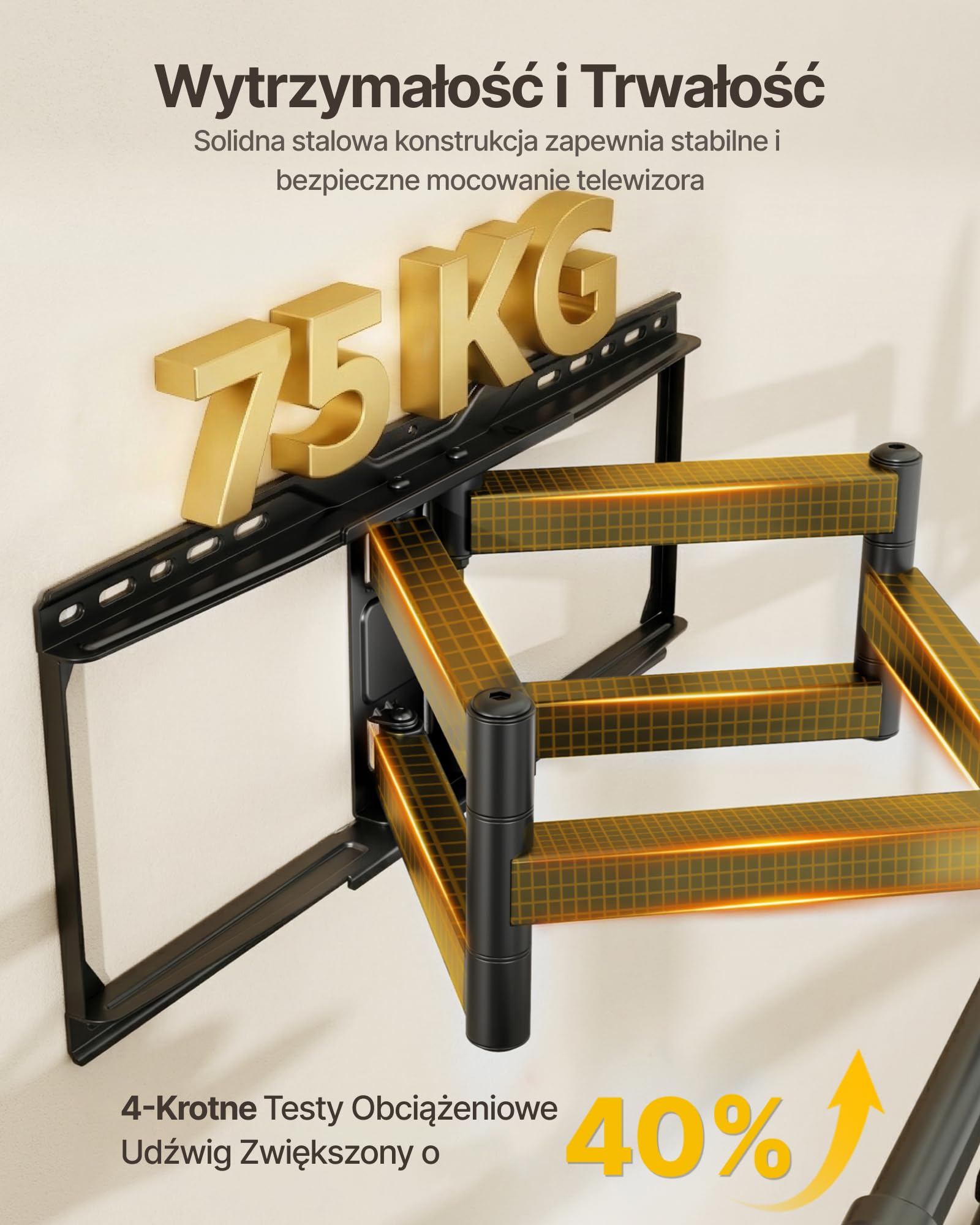 monTEK Uchwyt ścienny do telewizorów 50–100cali do 75 kg,maks.VESA900x600mm | 2026 New,Full Motion,Heavy Duty,Extended 638mm Dual Arm,Tool-Free Tilt & Swivel,Easy Assembly,Tools included