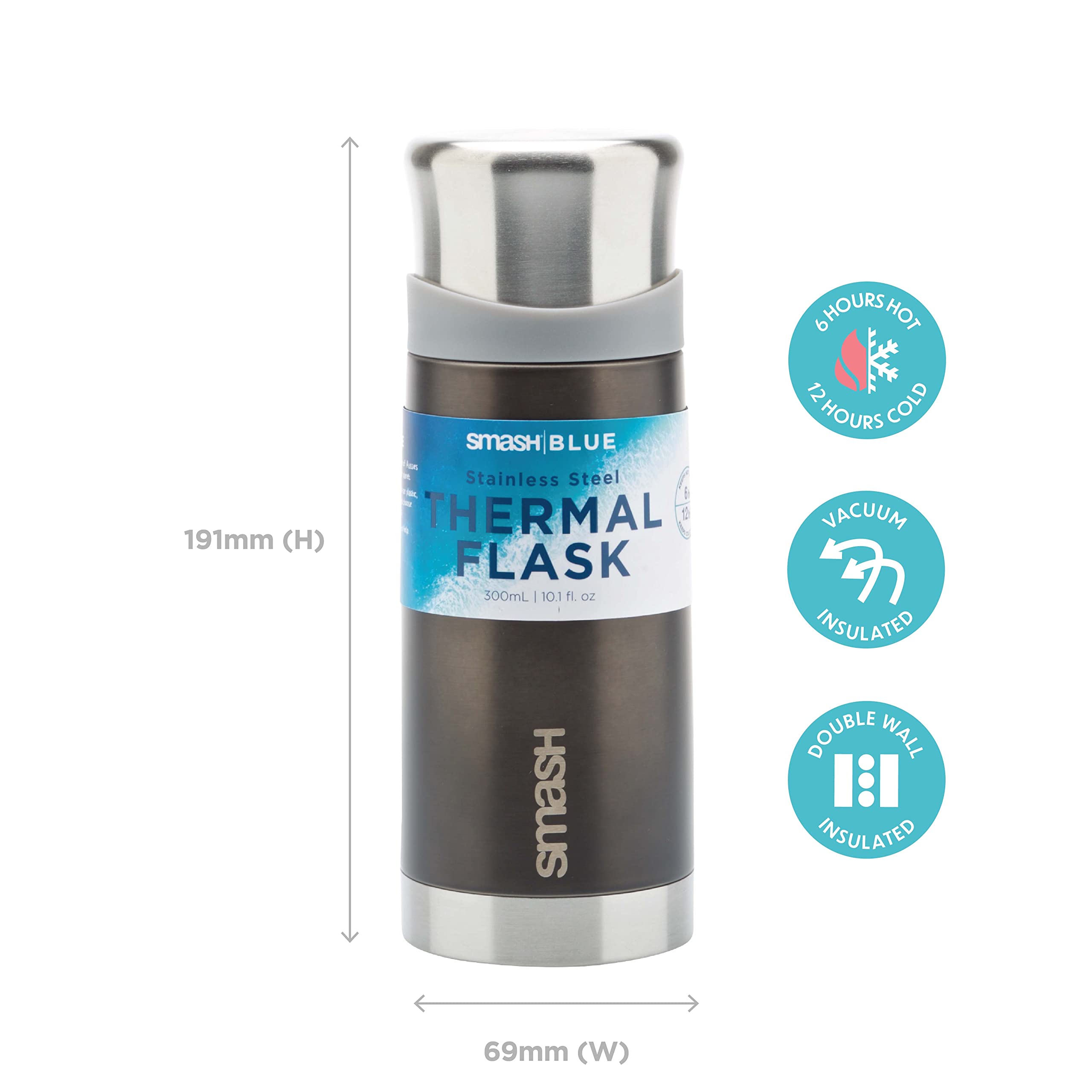 Smash Stainless Steel Flask 300ml, Black - Image 3