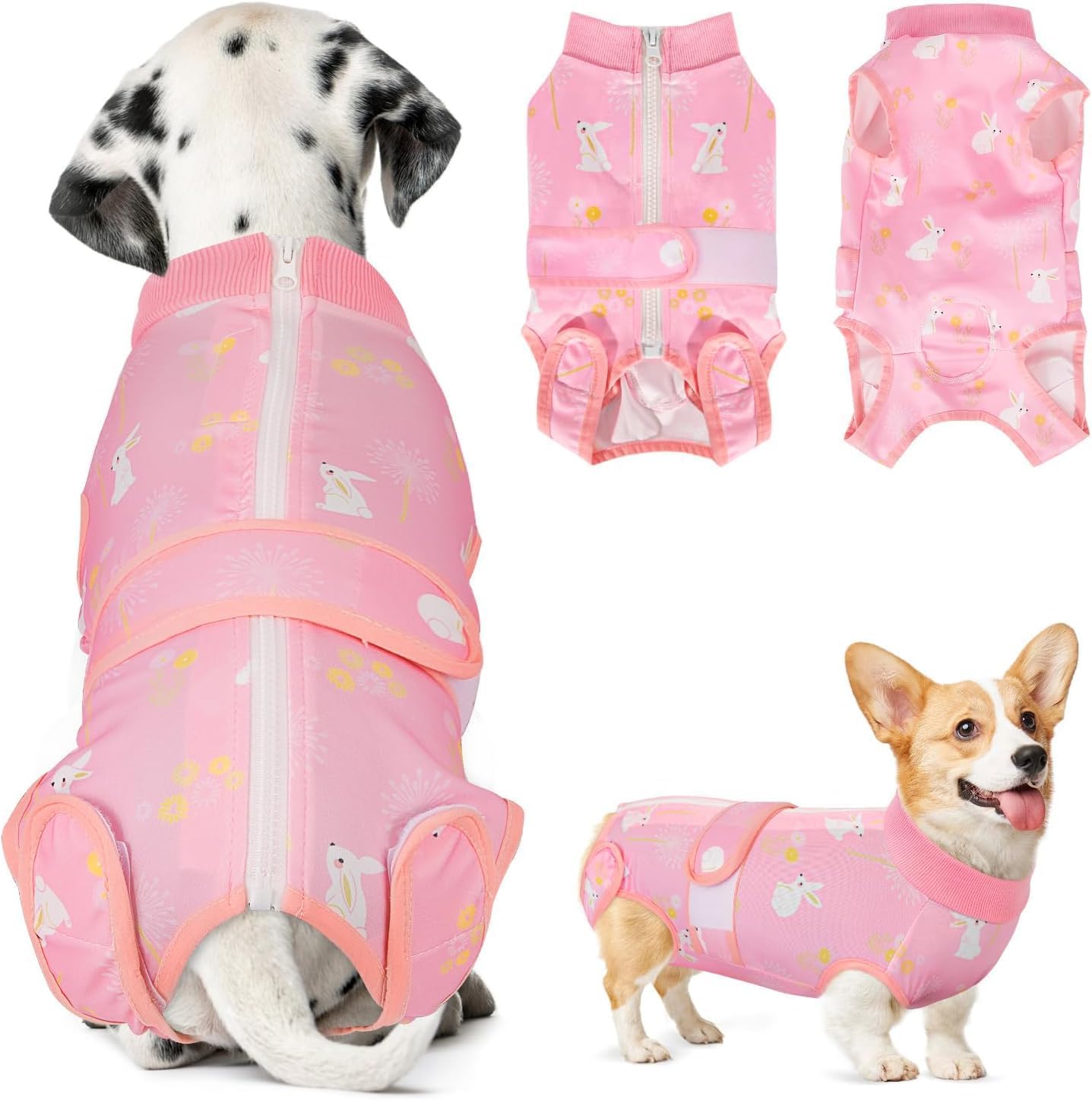 SlowTon Dog Surgery Recovery Suit, Anti-Licking Puppy Medical Onesie with Zipper, Surgical Bodysuit Abdominal Wounds Protector, Professional Cone Collar Alternative for Female and Male Dog