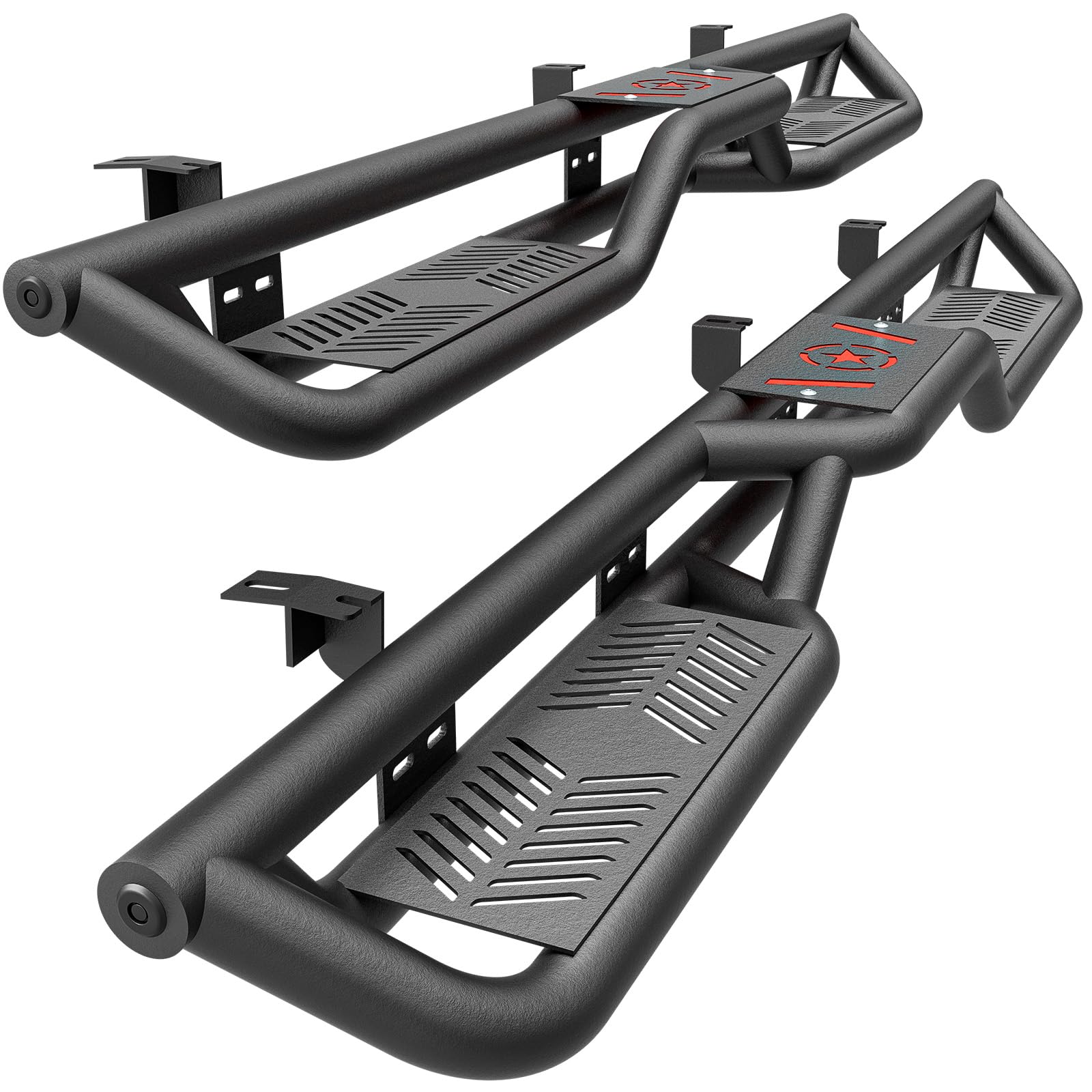 YZONA Running Boards Side Steps Compatible with 2005-2023 Toyota Tacoma Double Cab & Crew Cab (4 Full-Size Doors), Heavy-Duty Two Stair Design Side Rails Nerf Bar Rock Sliders, Textured Black