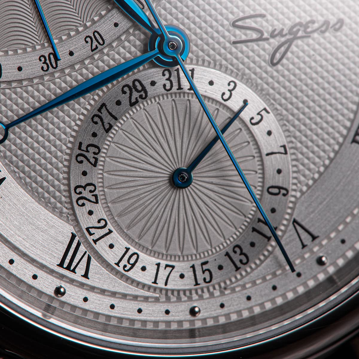 SUGESS Seagull ST2153 - Display automatico in zaffiro con fasi lunari Hi Beat 1963 BNIB, bianco, Cinturino