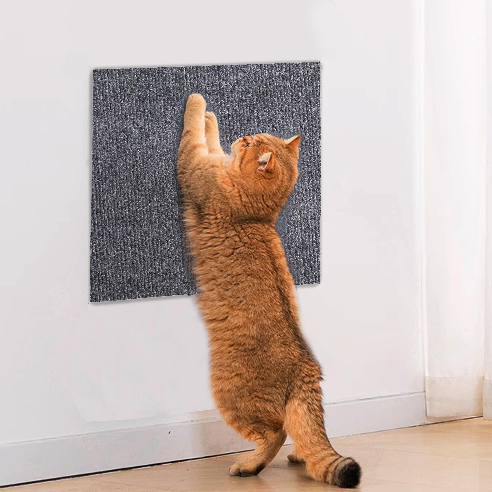 Cat Scratcher Mat,Trimmable Self-Adhesive Felt Mat Pad,Horizontal Cat Floor Scratching Pad Rug with Sticky Tapes,Protect Couch and Carpets(Scratching Pads:30x30cm)-2Pcs