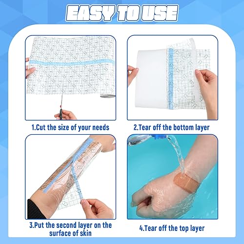 Vista 30 de Vendaje adhesivo transparente, impermeable, cinta elástica para tatuajes y natación (2 pulgadas x 10.94 yardas)