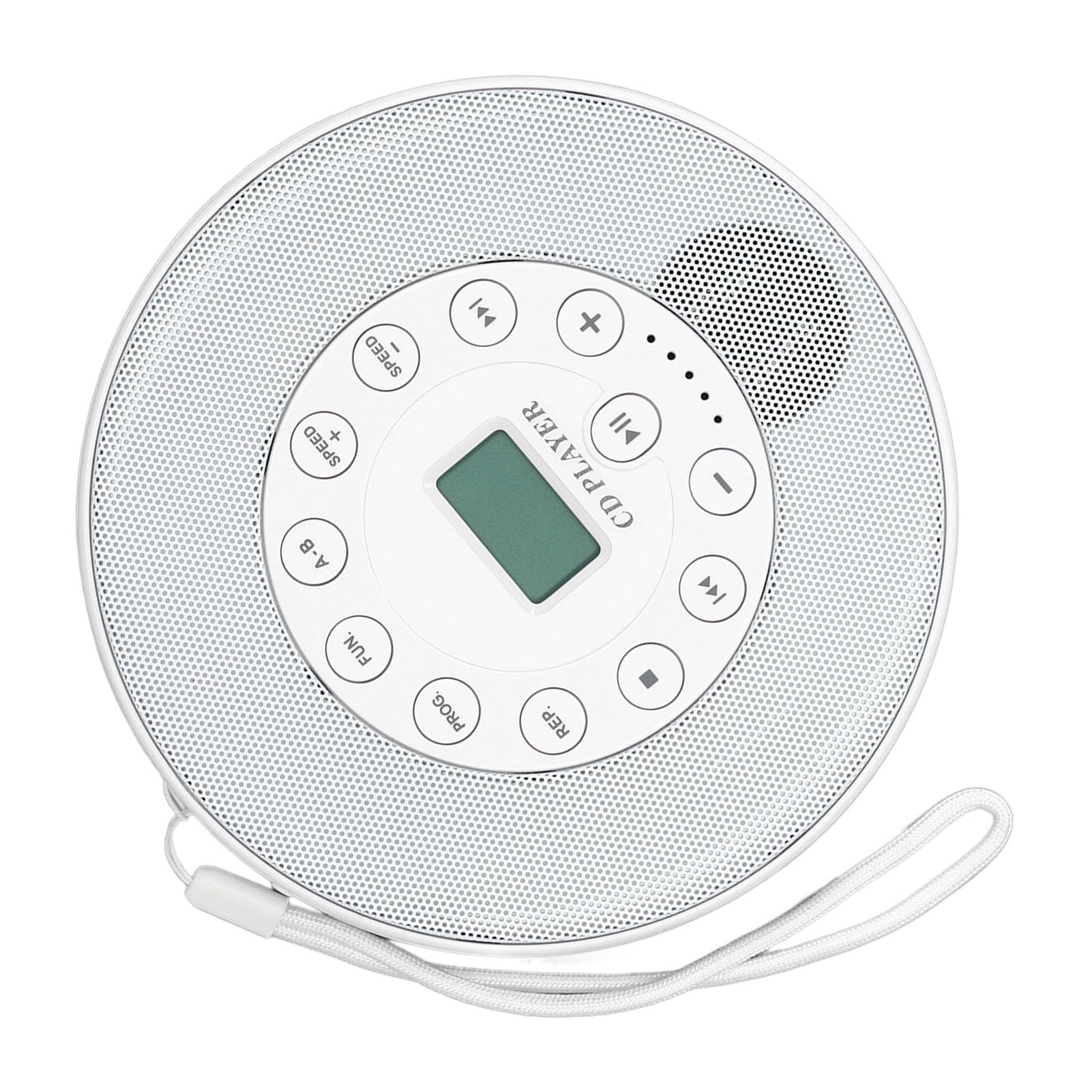 Portable CD Player, Rechargeable CD Player with Built in Speakers Anti Skip Function 1500mAh Battery Supports, Memory Play Function for Car Home Travel Outdoor Use (White Without BT)