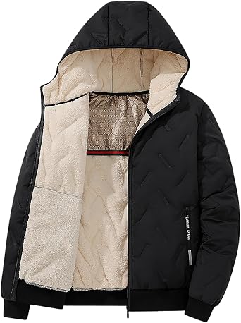 Mens Hoodie Fleece Jacket Zip Up Water Repellent Windproof Warm Winter Coat Outdoor Snowboard Jackets