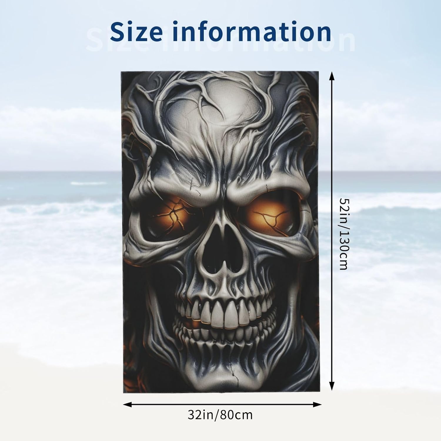 Cool Evil Skull Beach Towel Oversized 52 x 32 in Sand Free Pool Swim Towels for Adult Travel Blanket Lightweight Quick Dry Absorbent Bath Towels Cruise Vacation Accessories image 4