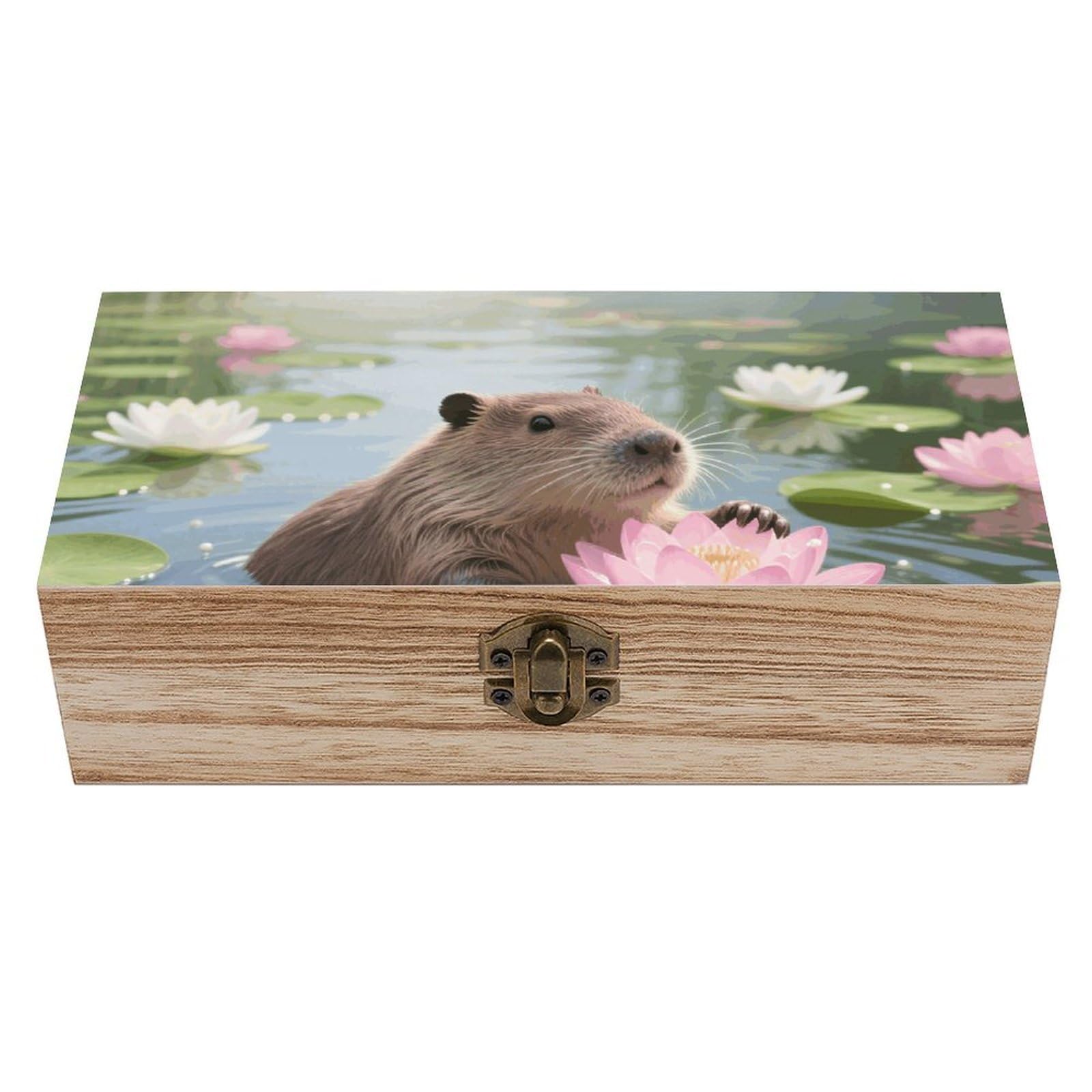 FodPand Decorative Keepsake Box Wooden Storage Boxes with Hinged Lid Handmade Capybara Wood Organizer Memory Treasure Box for Jewelry Craft Card Photo Storage Wedding Bridal Shower Gifts