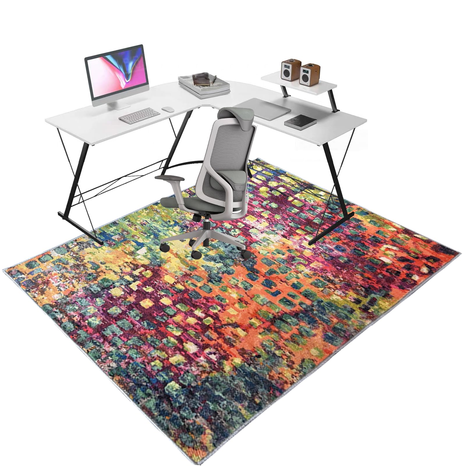 Office Chair Mat 140 x 180 cm, Floor Protector Rug for Gaming Rolling Chair, Carpet Protectors Non Slip, Computer Desk Floor Mats for Home Office Hardwood Floors Kitchen Living Room, Easy to Clean