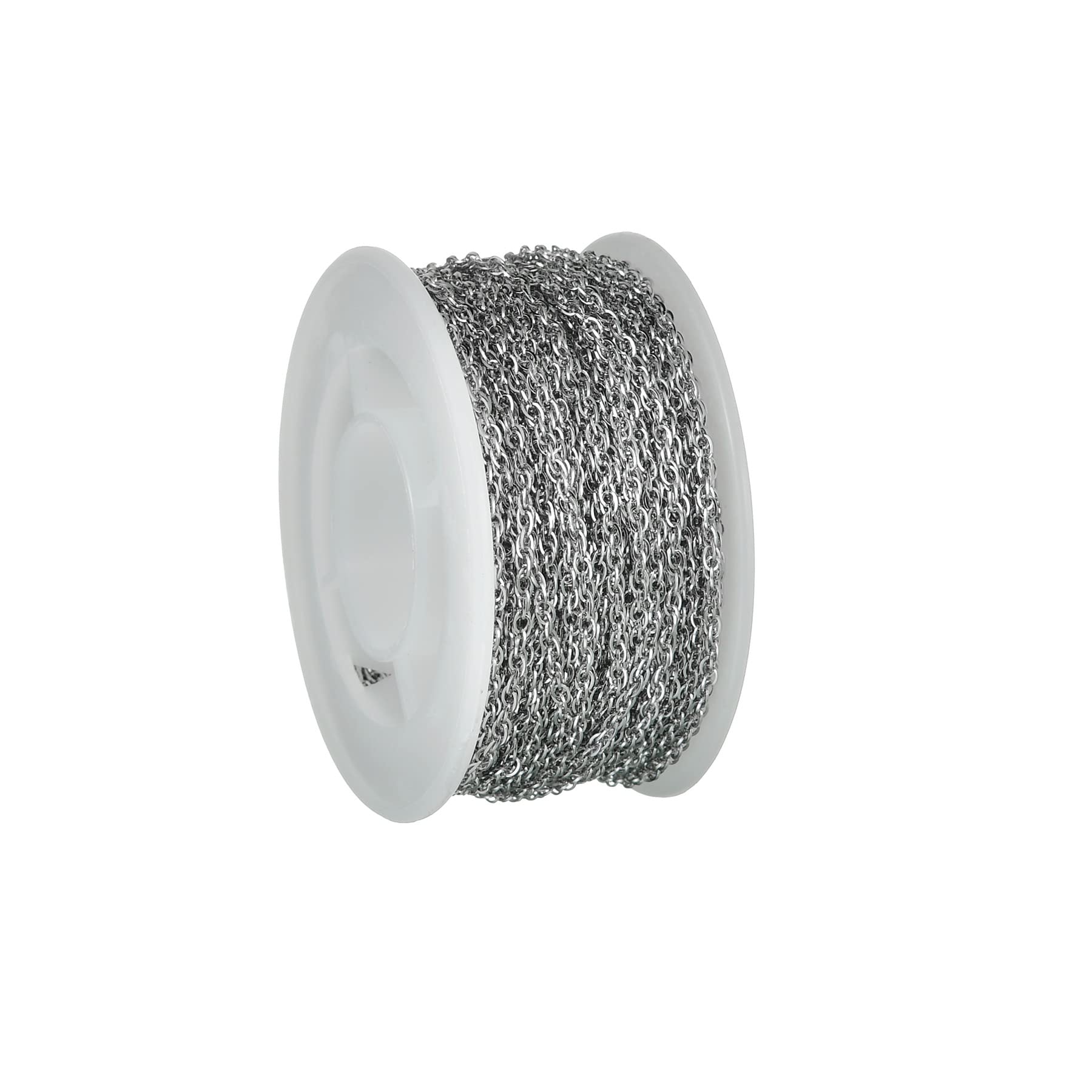 SUYAN 32.8 Feet/Roll Stainless Steel Twist Chain Bulk Double Cable Link Chains Fit for DIY Jewelry Making Findings for Necklace Bracelet Anklet(Width 0.07inch) (Steel)