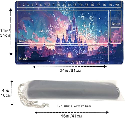 Miniatura 9 de Lorcana Powerline TCG - Alfombra de juego antideslizante de 24 x 14 pulgadas, con bolsa de alfombrilla y borde cosido, sin zona de juego, GFA