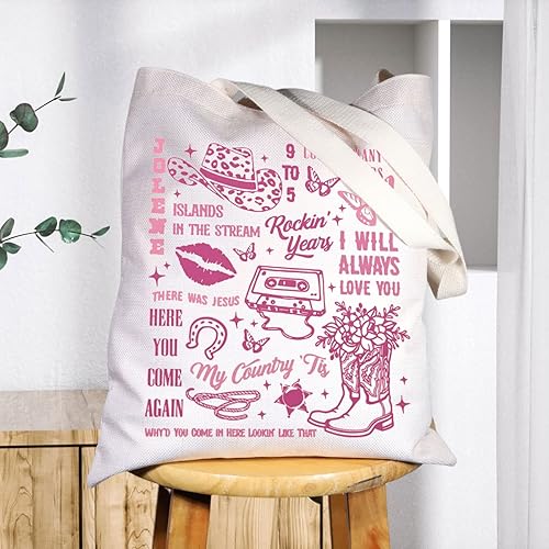 Miniatura 5 de BWWKTOP Bolsa de lona de canción de campo, regalo para amantes de la música country, álbum de campo, bolsa de hombro, mercancía para festivales de