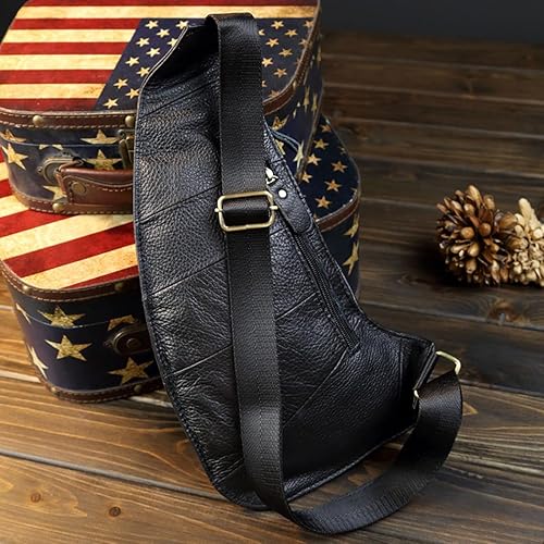 Miniatura 4 de KPYWZER Vintage Leather Sling Bag Backpack for Men Crossbody Shoulder Chest Day Pack Backpacks