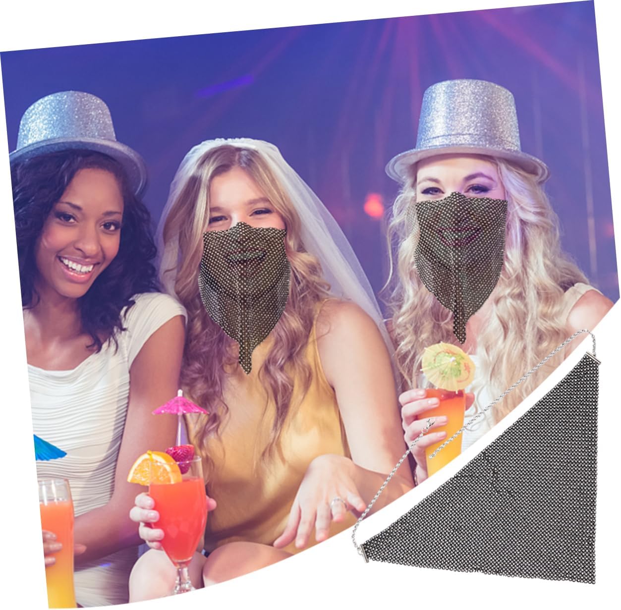 LIFKOME Diamond Half Face Party Creative Masks Half Face Cover Party Masks Halloween Face Cover