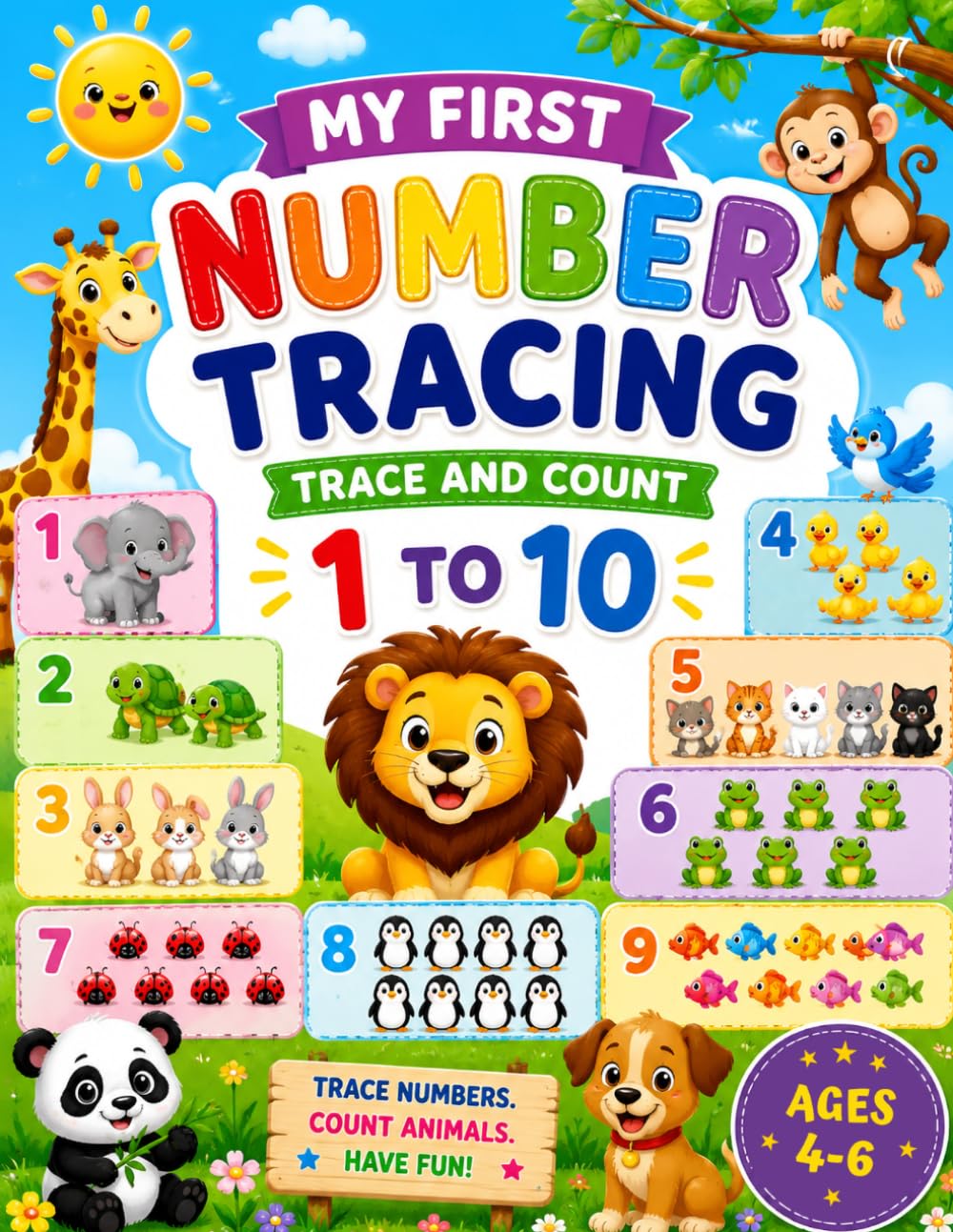 My First Number Tracing 1-10: Kindergarten and Preschool, Early Years Math Worksheets Ages 4-6. An Aid for Teachers, Homeschooling and Parents.
