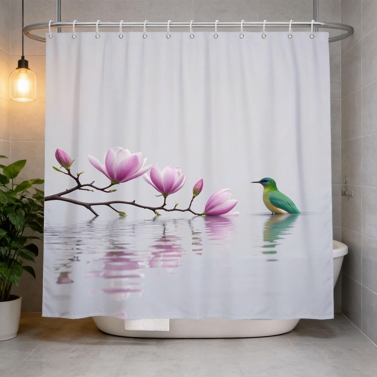Hongduo 3D Water Orchid Shower Curtain for Stalls Bathtubs Zen Bathroom Decor Shower Curtain Set Polyester Fabric Waterproof 120x180cm/48X71 Inch with Hooks