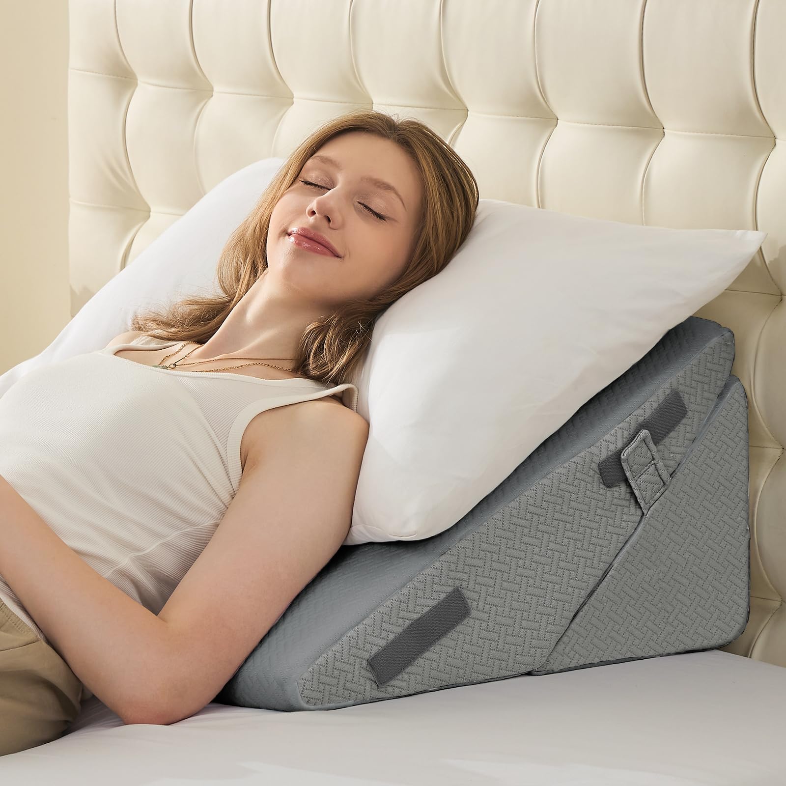 Sasttie Adjustable Wedge Pillow Set for After Surgery, Dark Grey