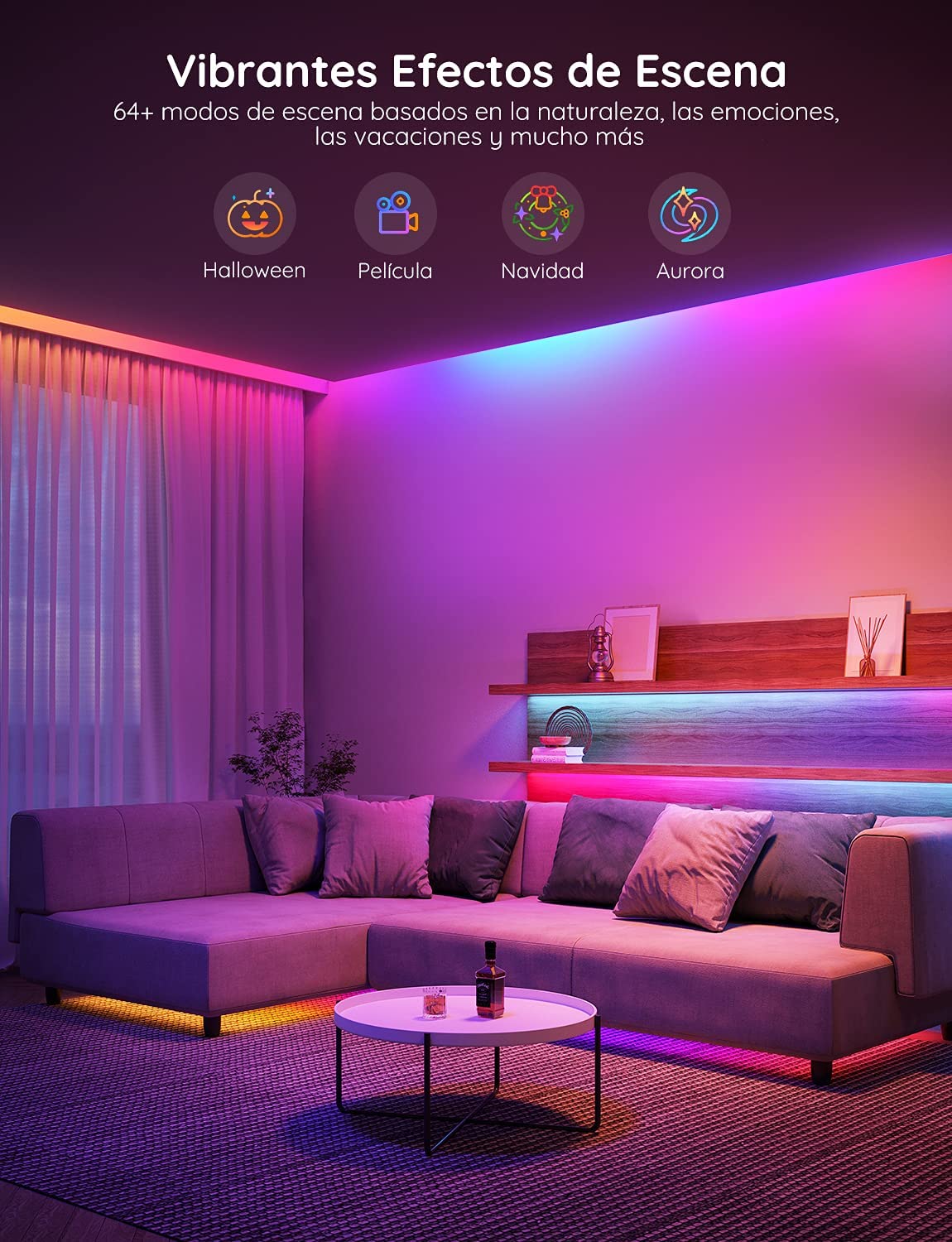 Govee Tiras LED WiFi 5M, Luces LED RGBIC con Control por Alexa, Google Assistant y App, Inteligente Control Segmentado, DIY, Sincronización de música para Habitación, Dormitorio, Salón, Fiesta
