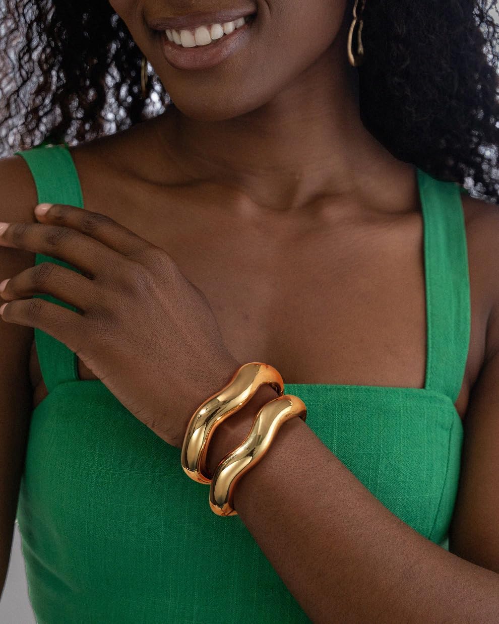 Elegance 11 designs Gold Bangles For Women Chunky Trendy Hinged Cuff Open Bracelet Wide Minimalist Bracelets Jewelry Gift - Image 4