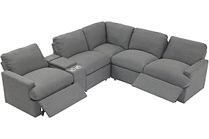 A-Dark Grey Reclining Motion Sofa with L-Shaped Sectional Couches