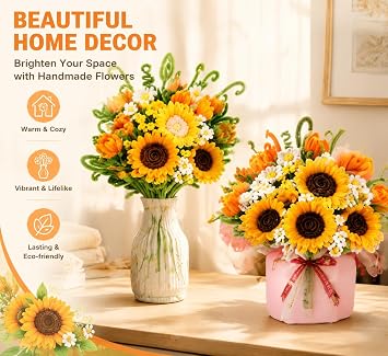 Sunflower Floral Art Kit 500PCS DIY Flower Making Craft Set for Adults