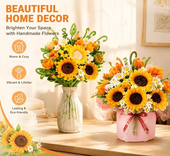 Sunflower Floral Art Kit 500PCS DIY Flower Making Craft Set for Adults