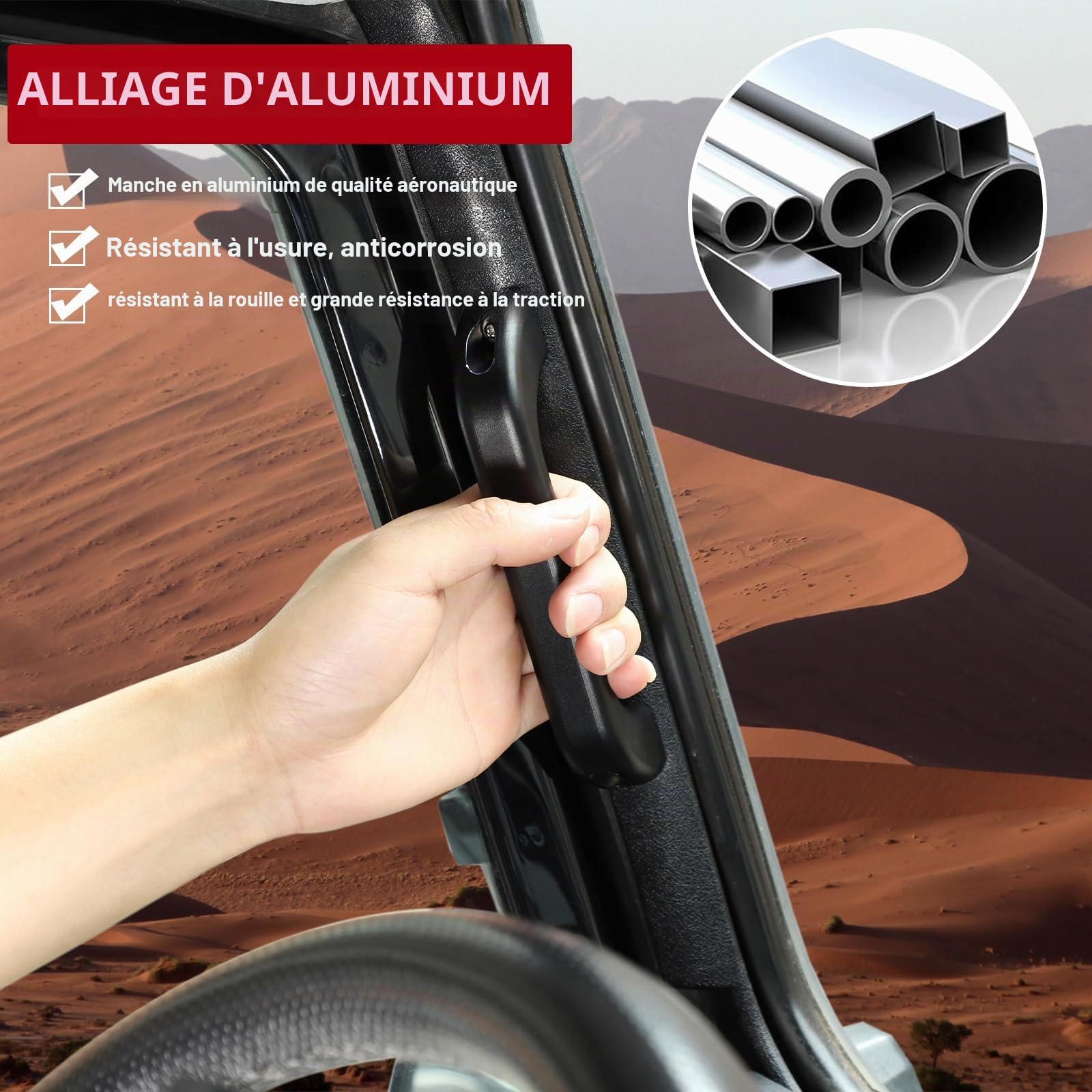 Garniture de poignée de voiture en alliage d'aluminium pour LR Defender 90 110 2004-2018 Accessoires d'intérieur de voiture (style A)