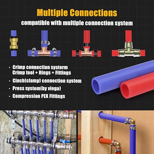 Miniatura 6 de Towallmark PEX Tubing - Tubo PEX A de 12 pulgada 1000 pies bobina de tubo - Tubo PEX para calefacción de suelo radiante comercial residencial